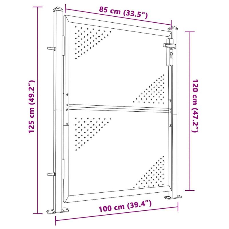 Garden Gate 100x125 cm Stainless Steel