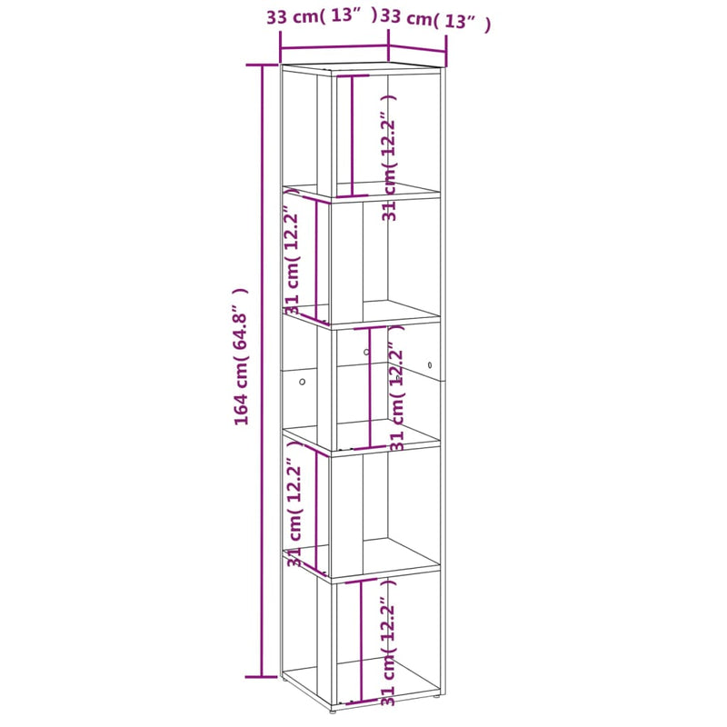 Corner Cabinet White 33x33x164.5 cm Engineered Wood