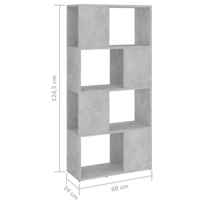 Book Cabinet Room Divider Concrete Grey 60x24x124.5 cm