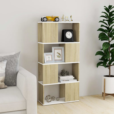 Book Cabinet Room Divider White and Sonoma Oak 60x24x124.5 cm