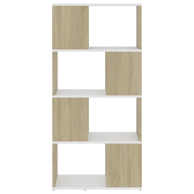 Book Cabinet Room Divider White and Sonoma Oak 60x24x124.5 cm