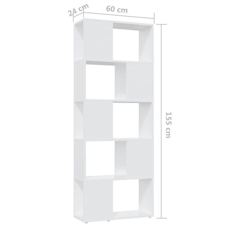 Book Cabinet Room Divider White 60x24x155 cm Engineered Wood