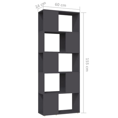 Book Cabinet Room Divider Grey 60x24x155 cm Engineered Wood