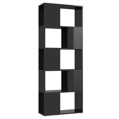 Book Cabinet Room Divider High Gloss Black 60x24x155 cm