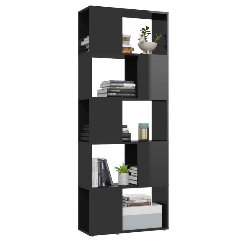 Book Cabinet Room Divider High Gloss Black 60x24x155 cm