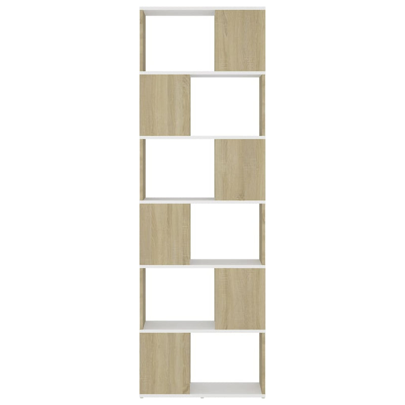 Book Cabinet Room Divider White and Sonoma Oak 60x24x186 cm