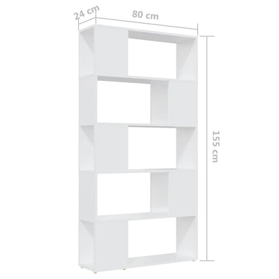 Book Cabinet Room Divider White 80x24x155 cm Engineered Wood