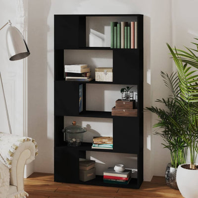 Book Cabinet Room Divider Black 80x24x155 cm Engineered Wood