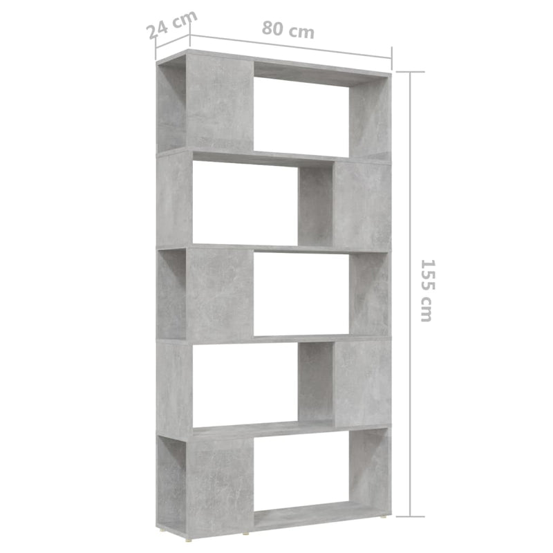 Book Cabinet Room Divider Concrete Grey 80x24x155 cm Engineered Wood