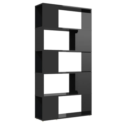 Book Cabinet Room Divider High Gloss Black 80x24x155 cm Engineered Wood