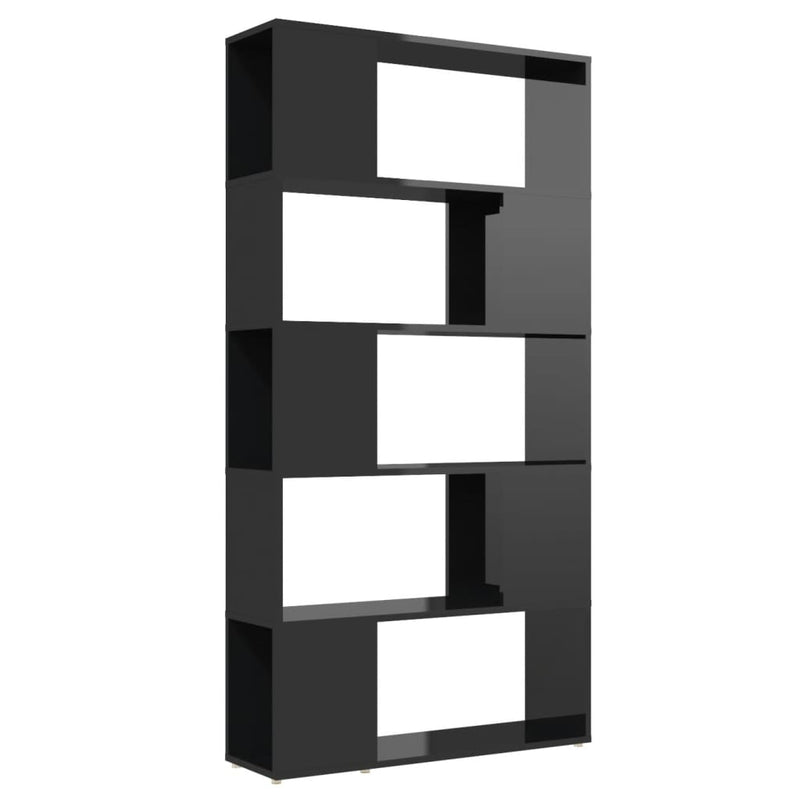 Book Cabinet Room Divider High Gloss Black 80x24x155 cm Engineered Wood