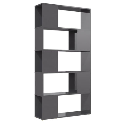 Book Cabinet Room Divider High Gloss Grey 80x24x155 cm Engineered Wood