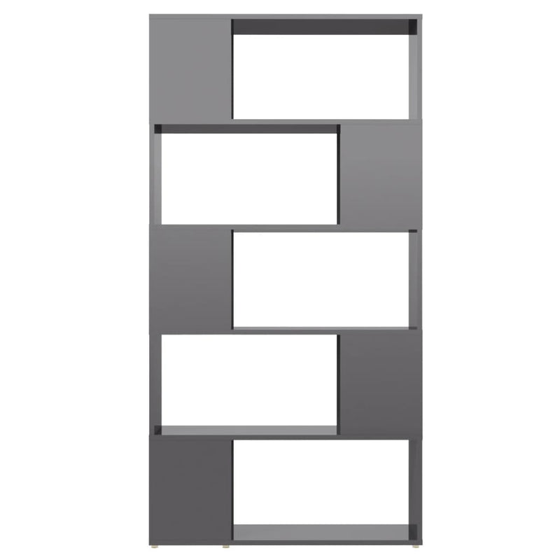 Book Cabinet Room Divider High Gloss Grey 80x24x155 cm Engineered Wood