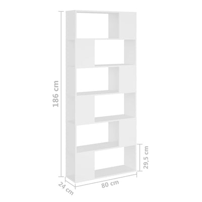 Book Cabinet Room Divider White 80x24x186 cm Engineered Wood