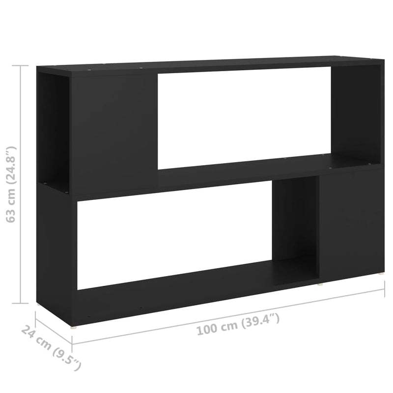 Book Cabinet Black 100x24x63 cm Engineered Wood