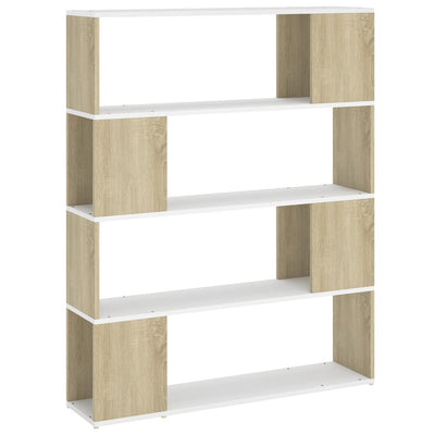 Book Cabinet Room Divider White and Sonoma Oak 100x24x124 cm