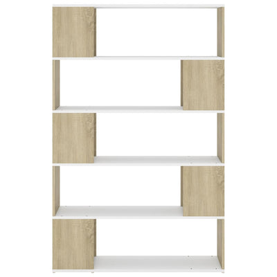 Book Cabinet Room Divider White and Sonoma Oak Engineered Wood