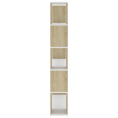 Book Cabinet Room Divider White and Sonoma Oak Engineered Wood