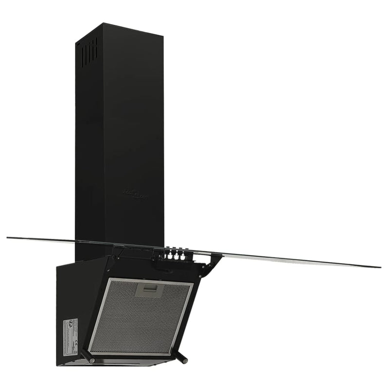 Wall Range Hood 90 cm Steel and Tempered Glass Black