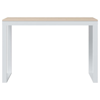 Computer Desk White and Oak 110x60x73 cm Engineered Wood