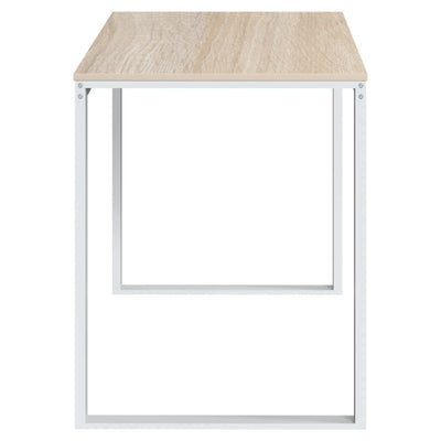 Computer Desk White and Oak 110x60x73 cm Engineered Wood