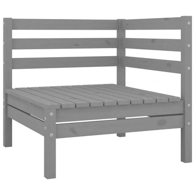 Garden Corner Sofa Grey Solid Pinewood