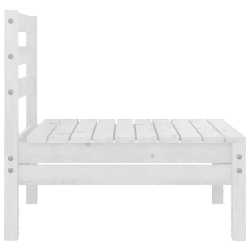 Garden Middle Sofa White Solid Pinewood