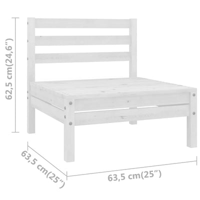 Garden Middle Sofa White Solid Pinewood