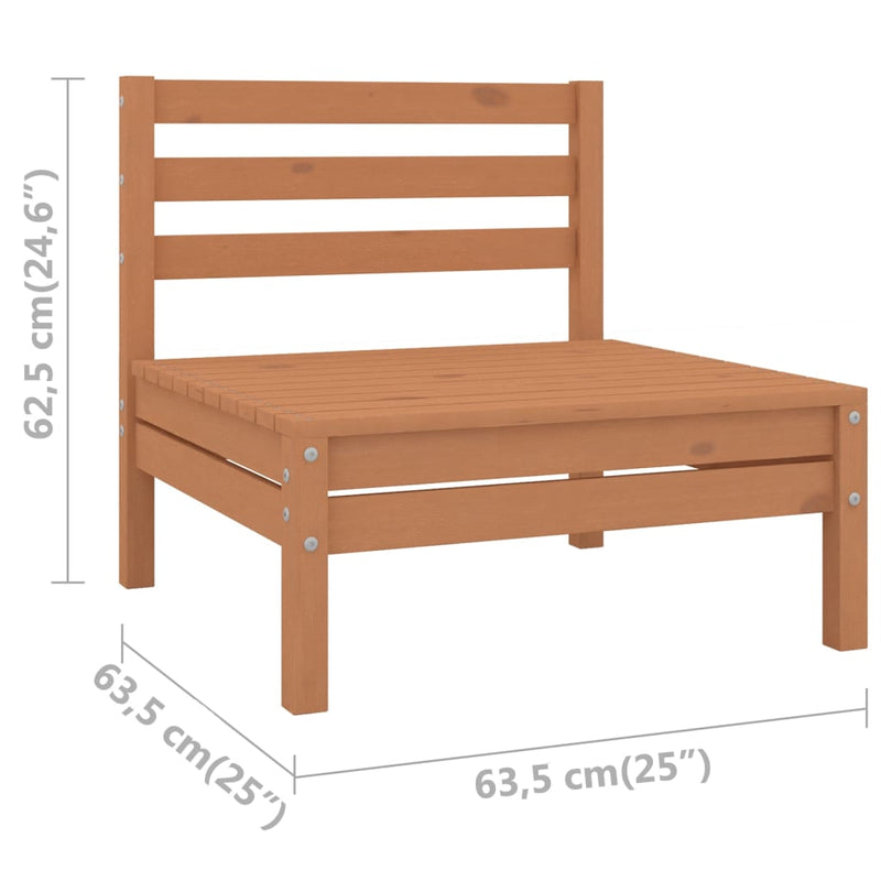 Garden Middle Sofa Honey Brown Solid Pinewood