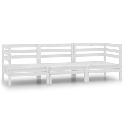 3 Piece Garden Lounge Set Solid Pinewood White