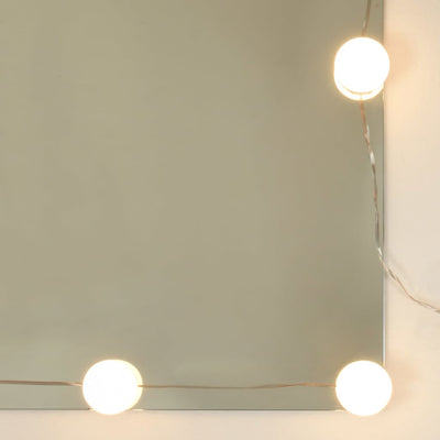 LED Dressing Table with 2 Cabinets White Engineered Wood