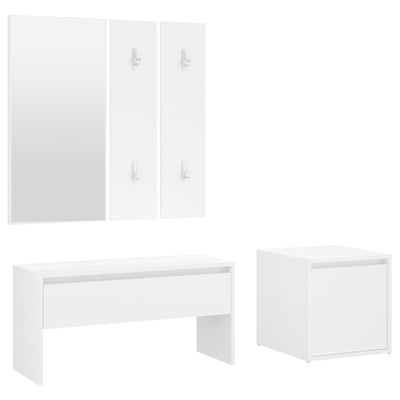 Hallway Furniture Set White Engineered Wood