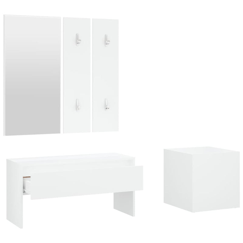 Hallway Furniture Set White Engineered Wood