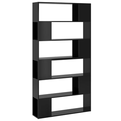 Book Cabinet Room Divider High Gloss Black 100x24x188 cm