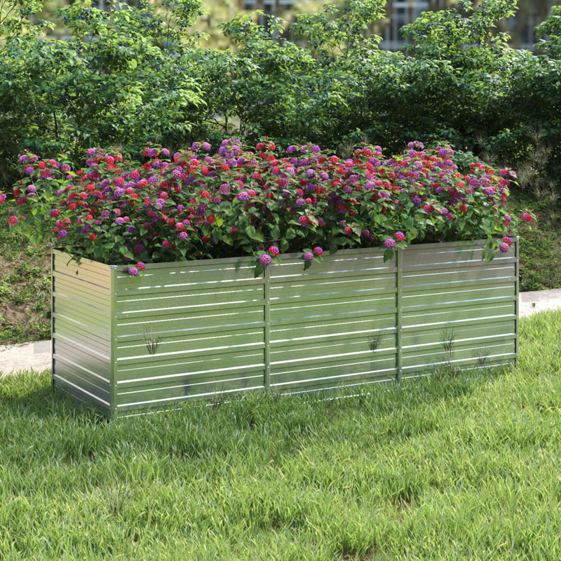 Garden Raised Bed 240x80x77 cm Galvanized Steel Silver