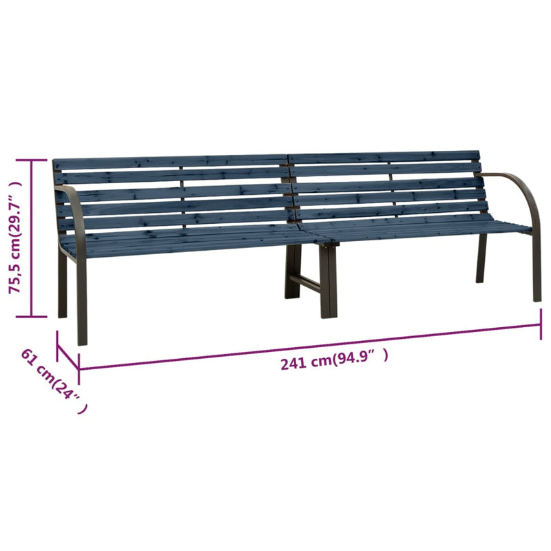 Twin Garden Bench 241 cm Solid Wood Chinese Fir Grey