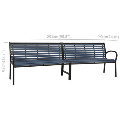 Twin Garden Bench 251 cm Steel and WPC Black