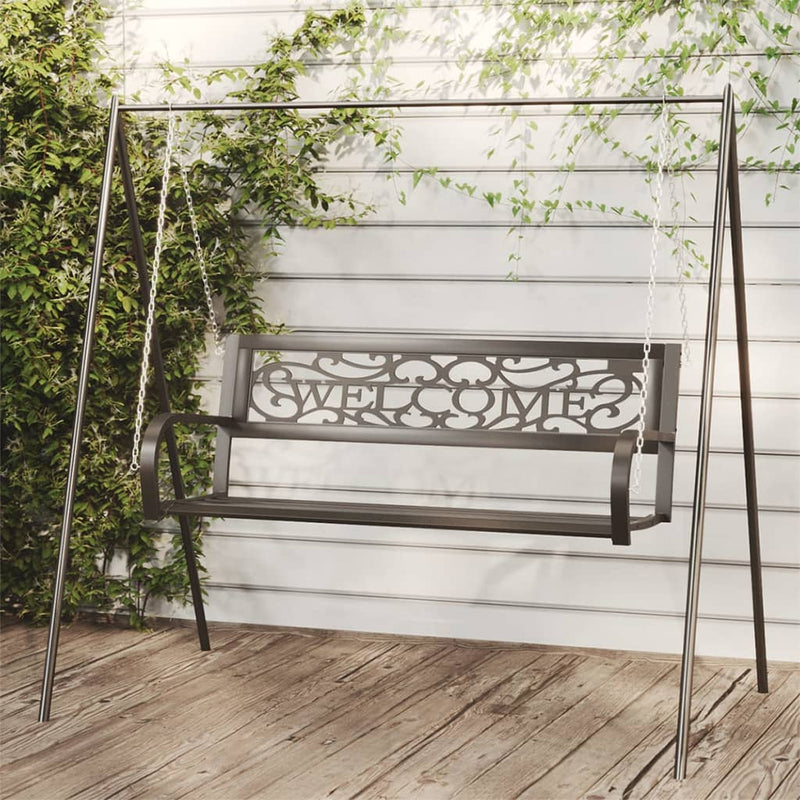 Garden Swing Bench 125 cm Steel and Plastic Black