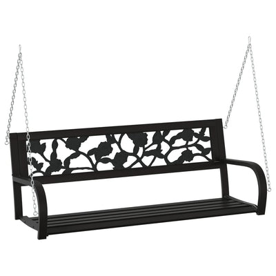 Garden Swing Bench 125 cm Steel and Plastic Black