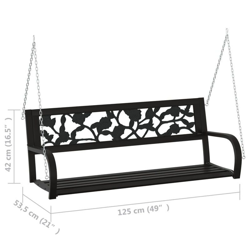 Garden Swing Bench 125 cm Steel and Plastic Black