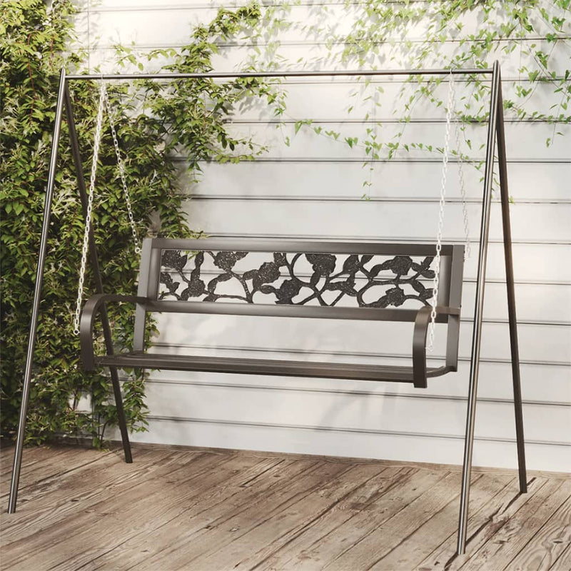 Garden Swing Bench 125 cm Steel and Plastic Black