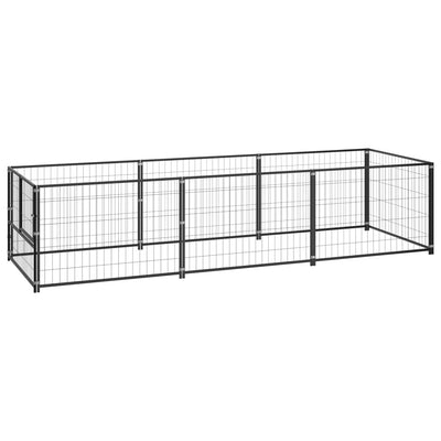 Dog Kennel Black 3 m² Steel