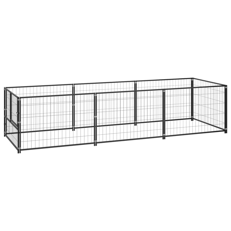 Dog Kennel Black 3 m² Steel