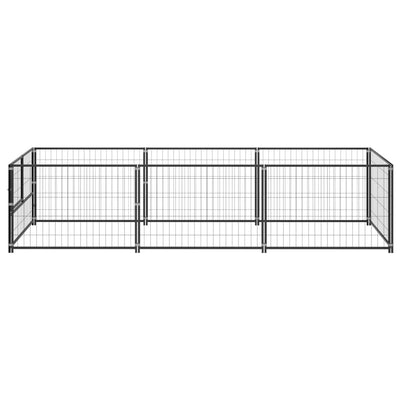 Dog Kennel Black 3 m² Steel