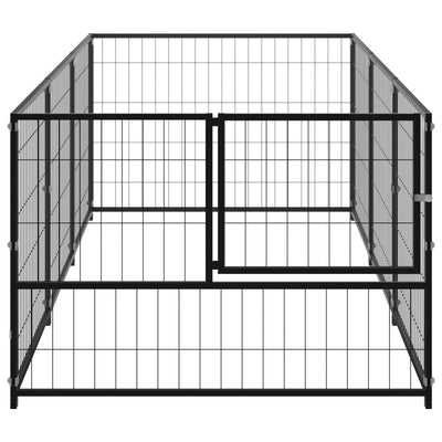 Dog Kennel Black 3 m² Steel