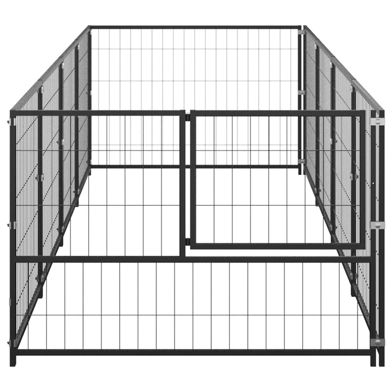 Dog Kennel Black 4 m² Steel