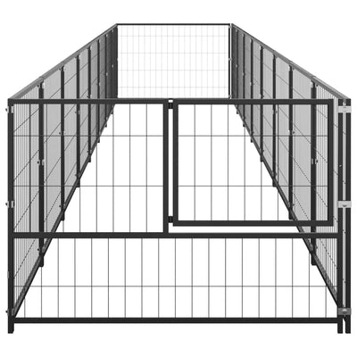 Dog Kennel Black 8 m² Steel