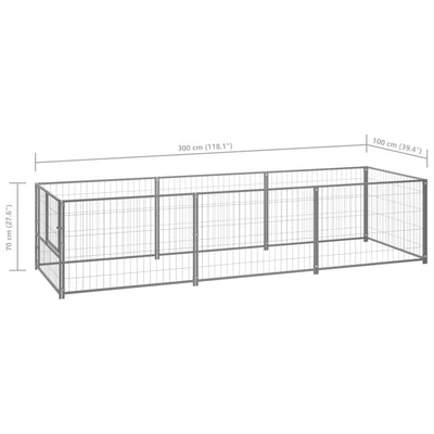 Dog Kennel Silver 3 m² Steel