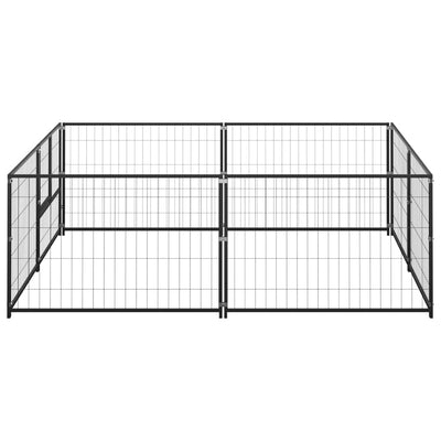 Dog Kennel Black 4 m² Steel