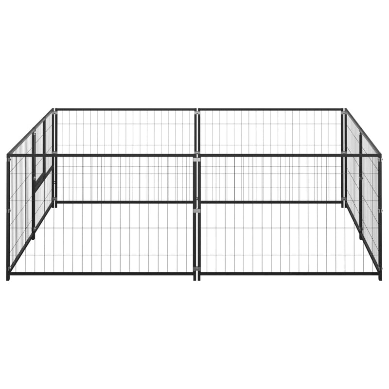 Dog Kennel Black 4 m² Steel